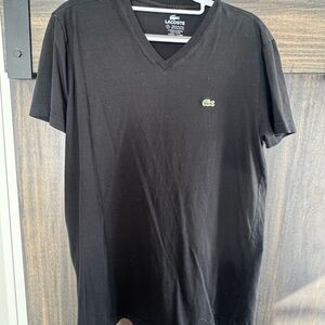 Lacoste Men's Black V-Neck Tee